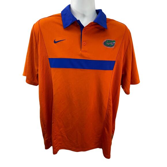Nike Mens Dri Fit Florida Gators Orange Size Large Spread OPT Polo NCAA - Picture 1 of 9